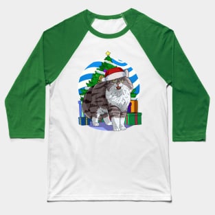 Norwegian Forest Cat Santa Christmas Gift Baseball T-Shirt